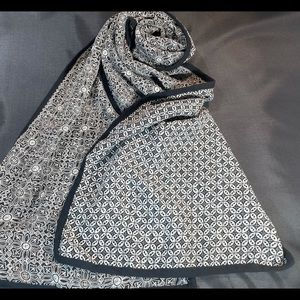 Dana Buchman silk scarf double-sided print 55”X11”